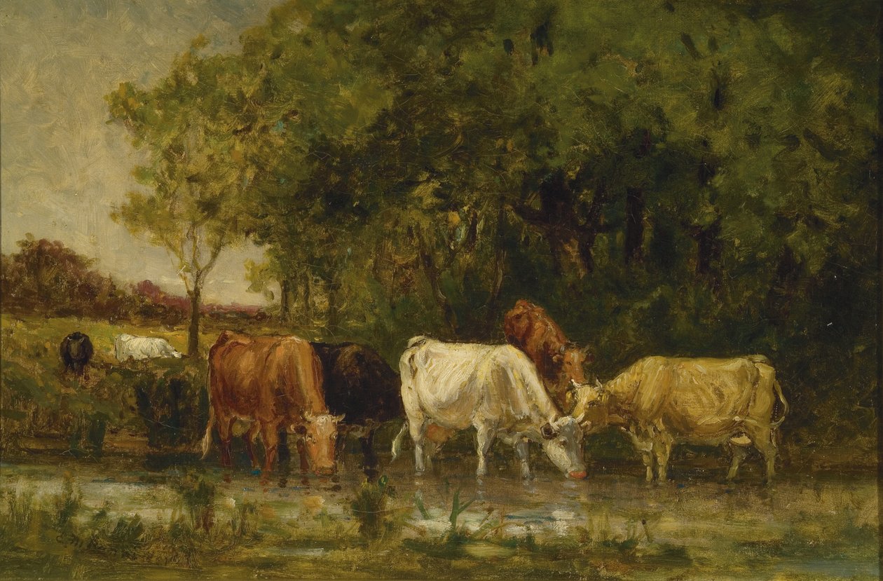 Vacas em Paisagem de Edward Mitchell Bannister
