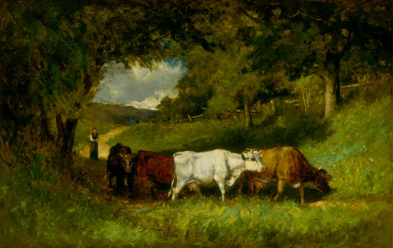 Conduzindo para casa as vacas, 1881. de Edward Mitchell Bannister