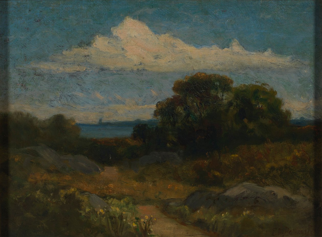 Paisagem (árvores e rochas junto ao lago) de Edward Mitchell Bannister