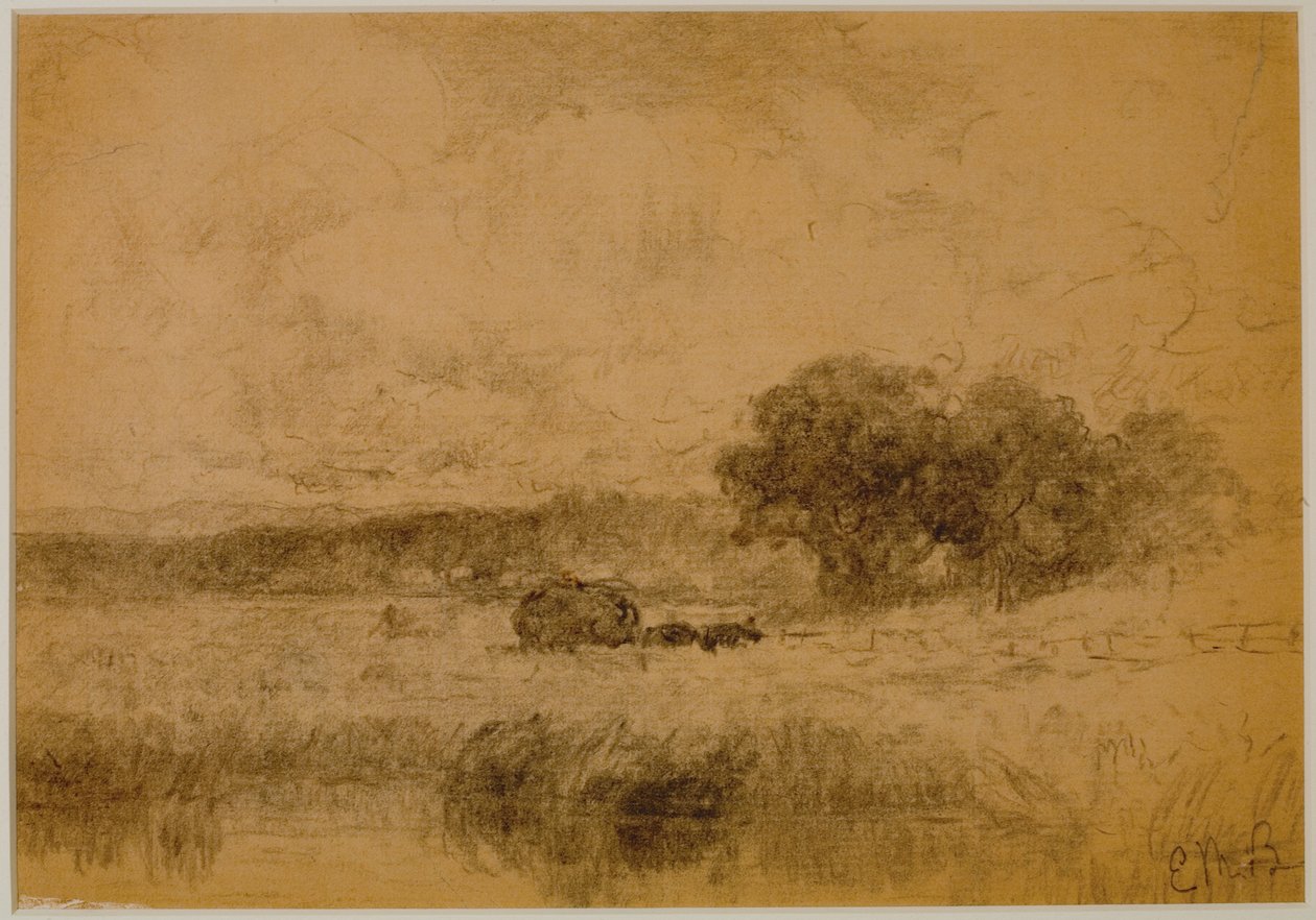 Paisagem, Madeiras (#13) c. 1880 (grafite sobre papel) de Edward Mitchell Bannister