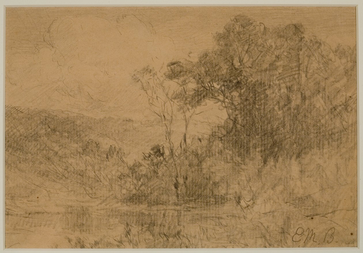 Paisagem, Madeiras (#36) c. 1880s (grafite sobre papel) de Edward Mitchell Bannister