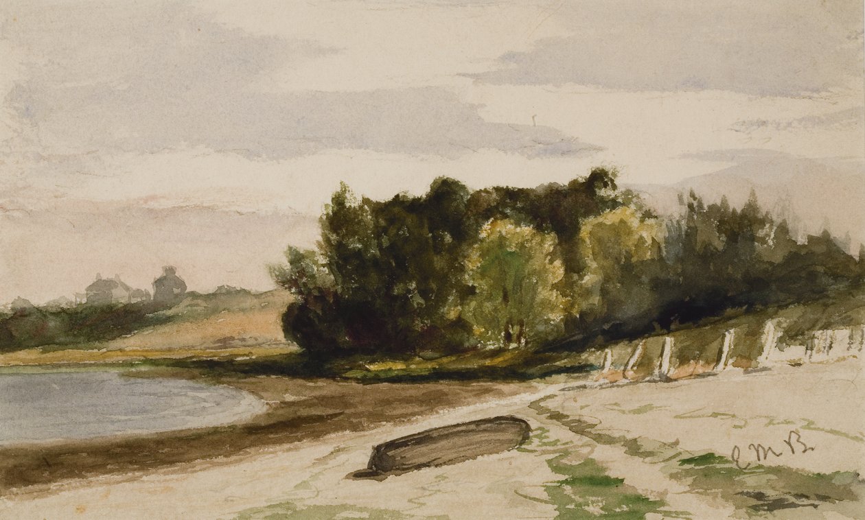 Paisagem com Log na Praia (#40), c. 1880 (aquarela sobre papel) de Edward Mitchell Bannister