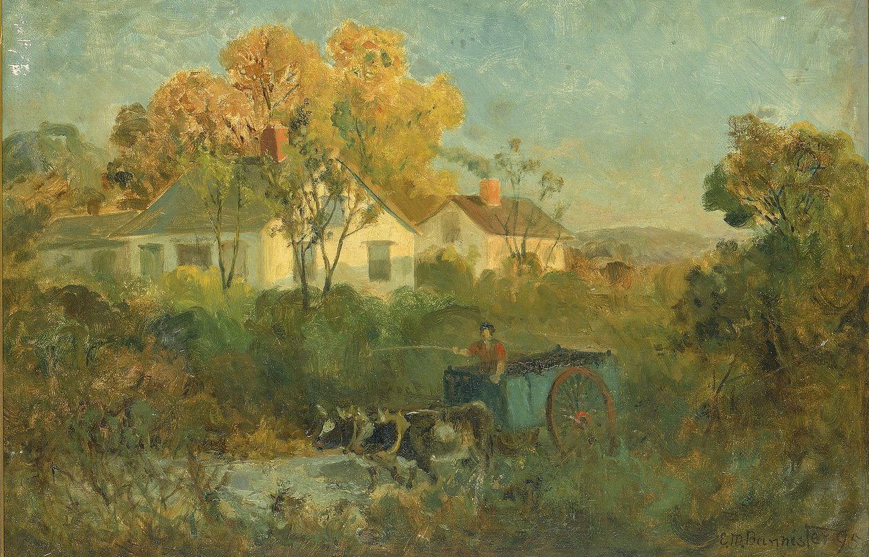 O tanque (homem em carroça com bois no tanque) de Edward Mitchell Bannister