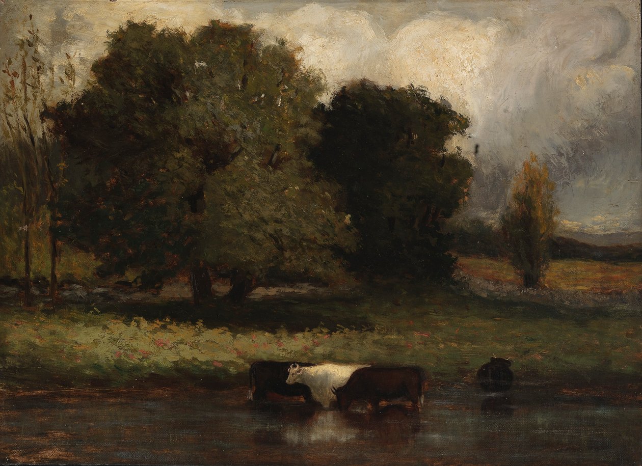 Sem título (Quatro vacas a passear no lago) de Edward Mitchell Bannister