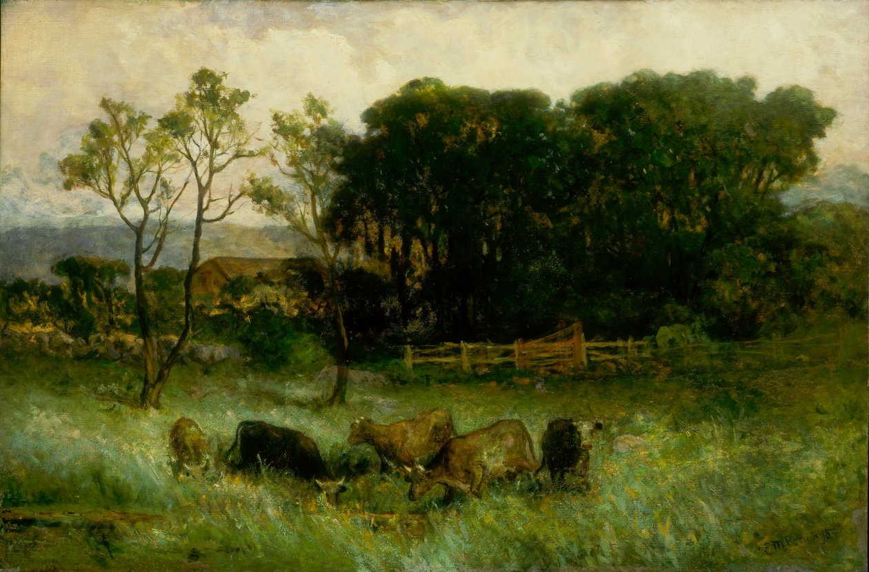 Sem título (cinco vacas no pasto) de Edward Mitchell Bannister