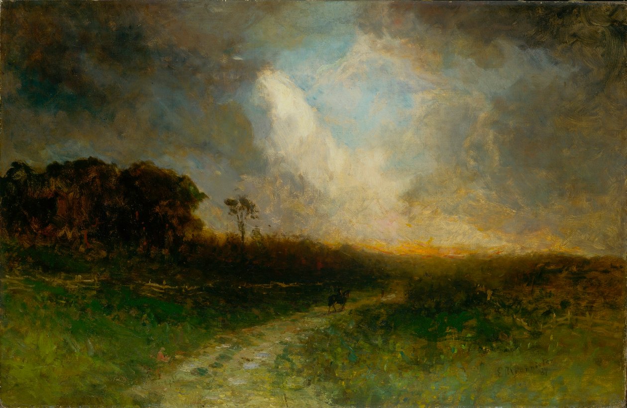 Sem título (paisagem, homem a cavalo) de Edward Mitchell Bannister