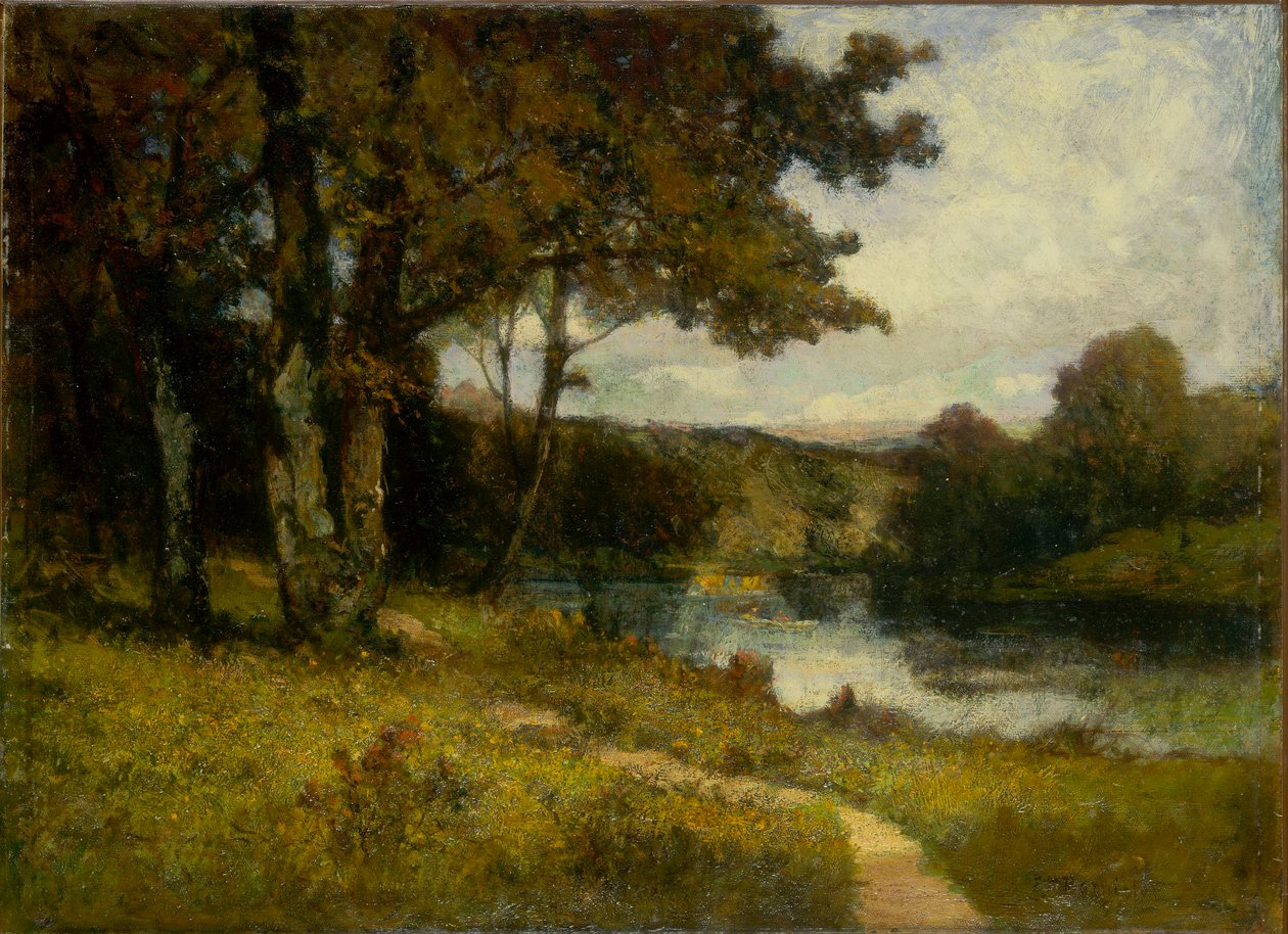 Sem título (paisagem, árvores perto do rio) de Edward Mitchell Bannister