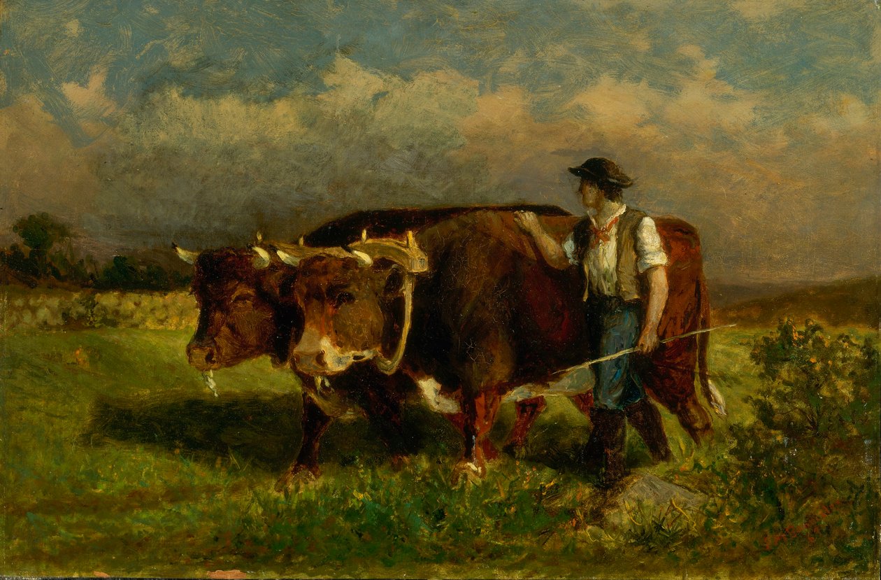 Sem título (homem com dois bois) de Edward Mitchell Bannister