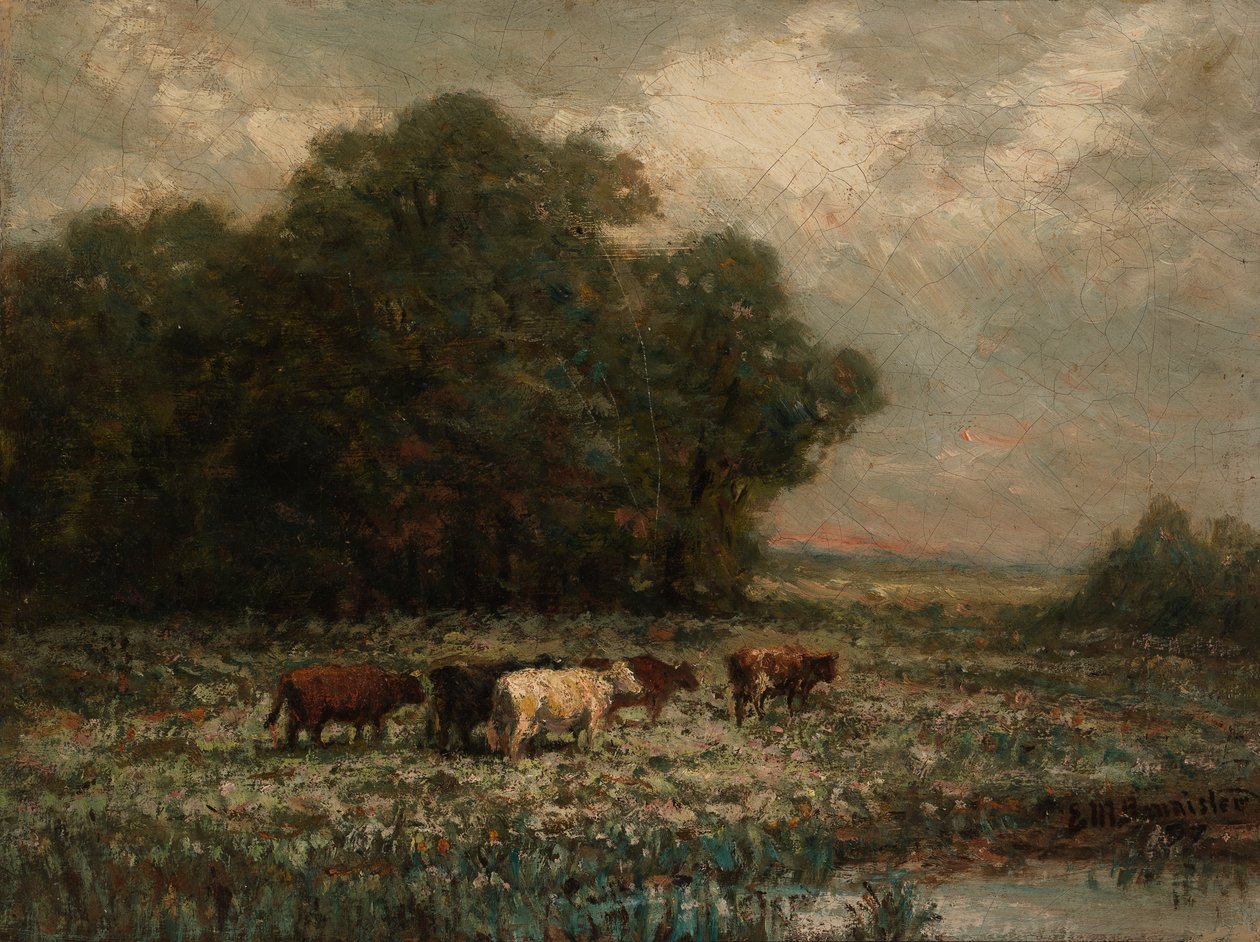 Paisagem sem título com pastagem de gado, 1897. de Edward Mitchell Bannister