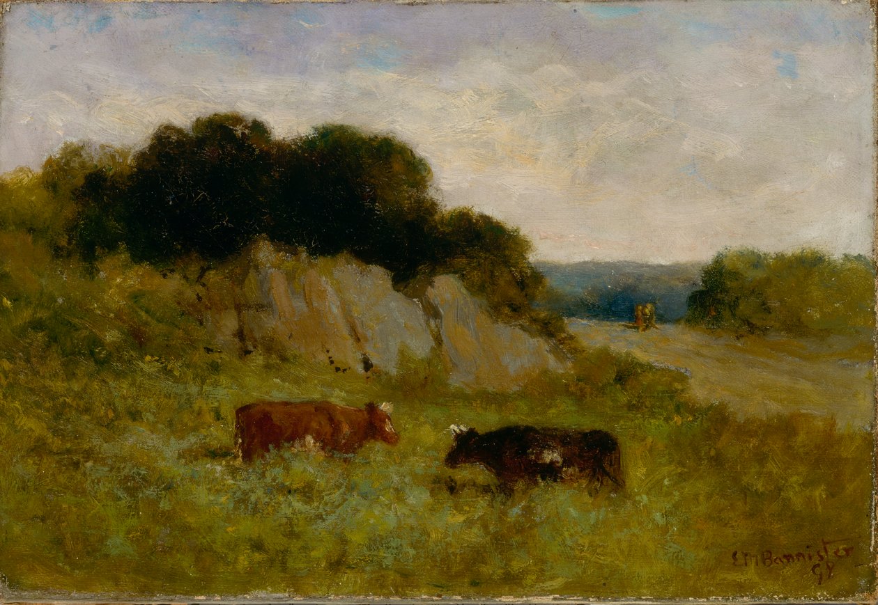 Paisagem sem título com duas vacas, 1898. de Edward Mitchell Bannister