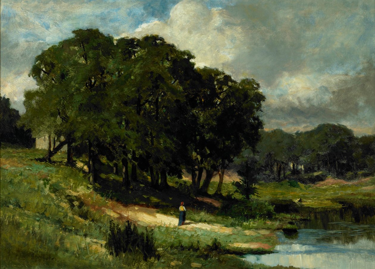 Mulher de pé perto de uma lagoa de Edward Mitchell Bannister
