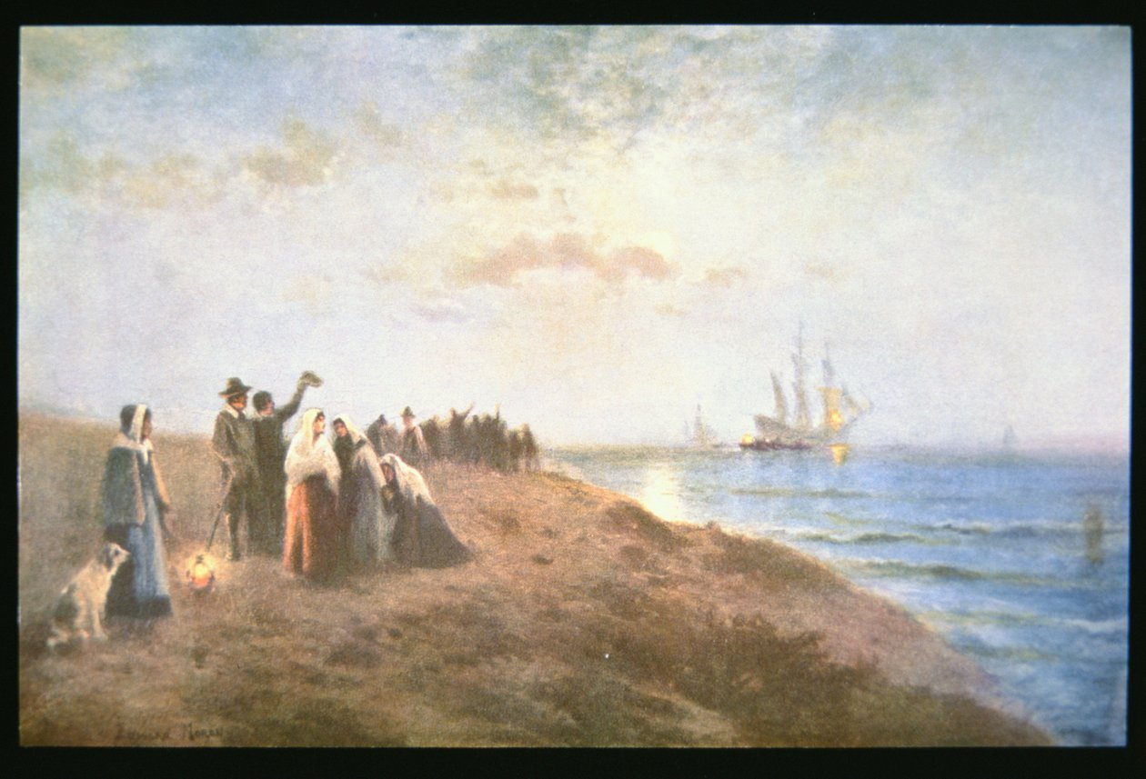 Embarque dos Peregrinos (óleo sobre tela) de Edward Moran