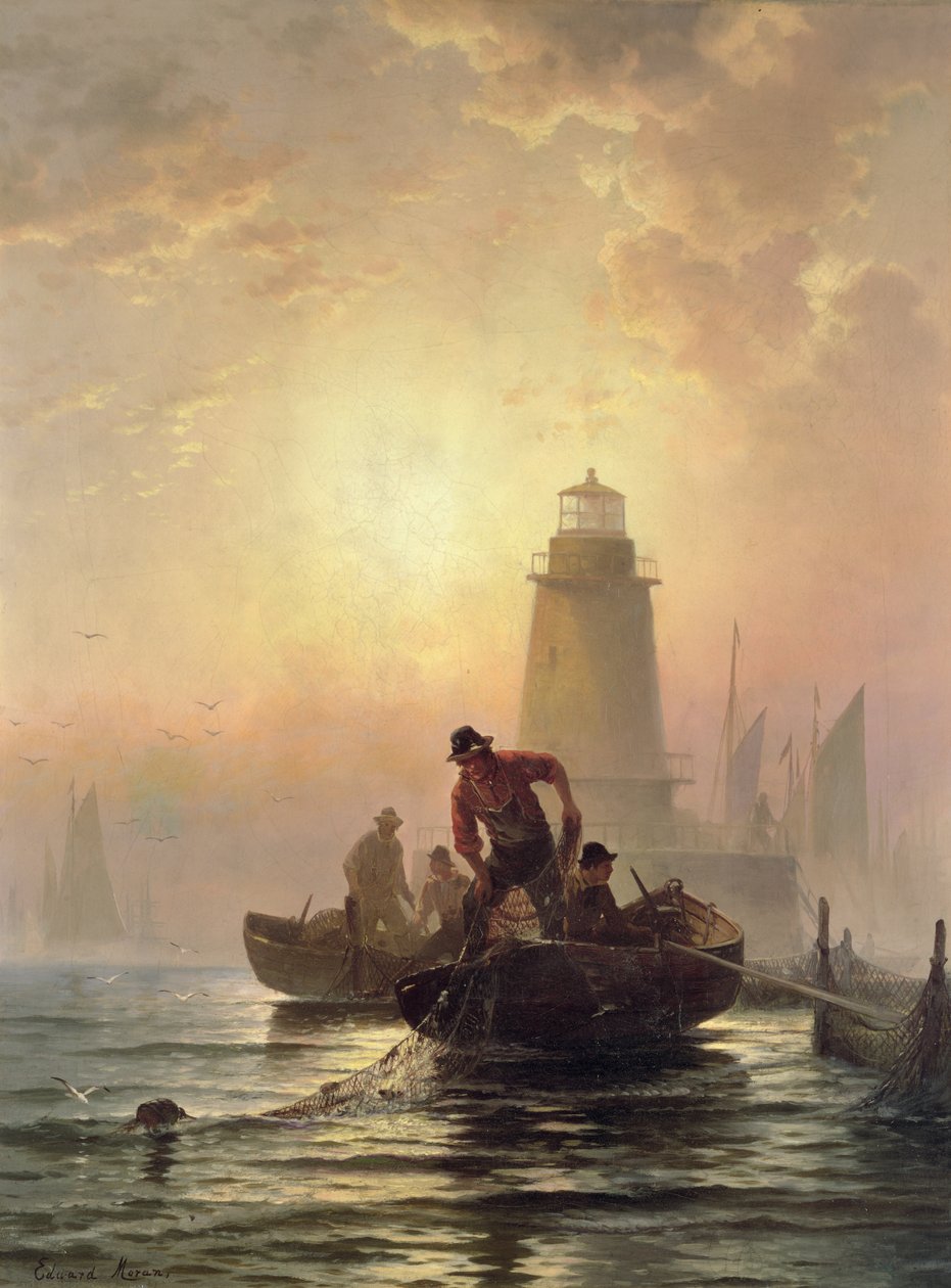 Fish Pond, Baía de Orient, Long Island de Edward Moran