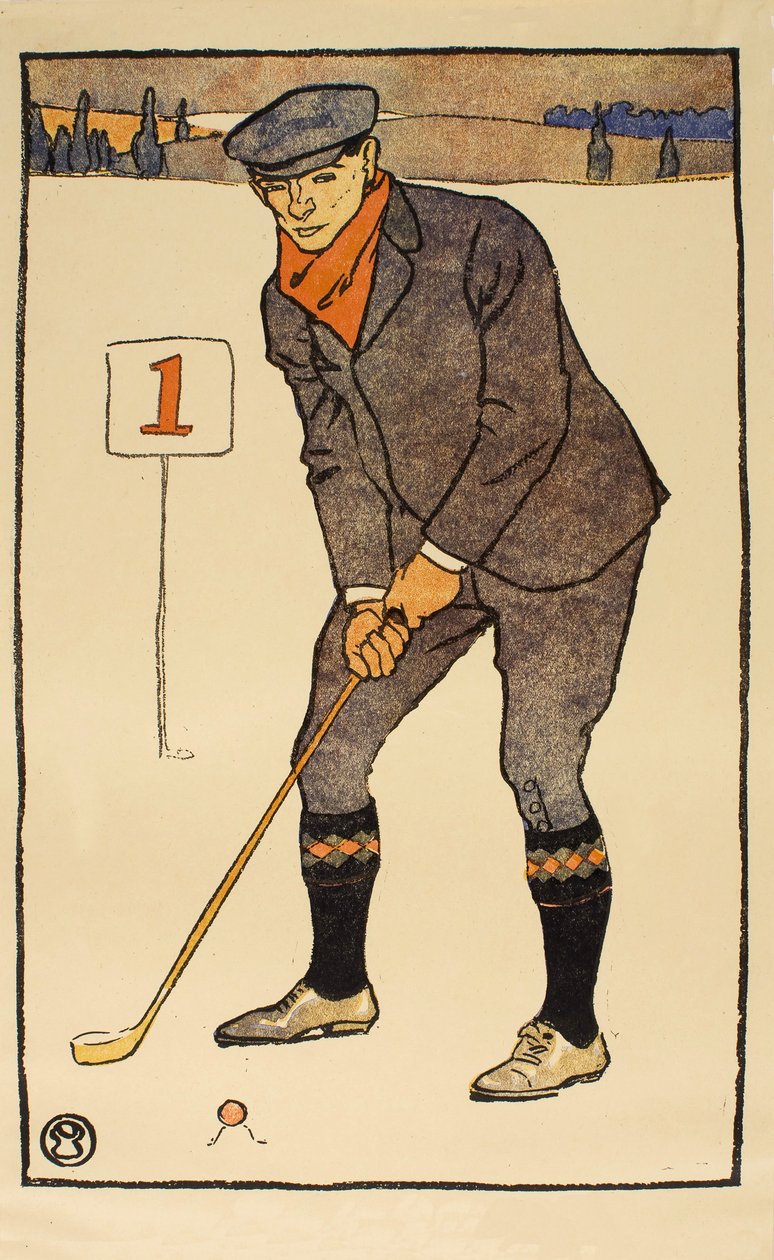 Janeiro, detalhe de 1931 Calendário de Golfe, pub. 1931 de Edward Penfield