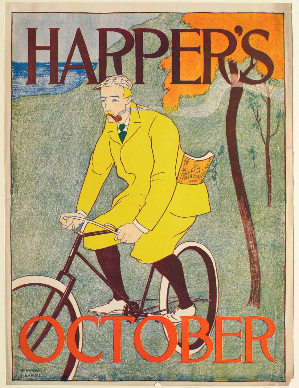 Homem de fato amarelo numa bicicleta, Harper