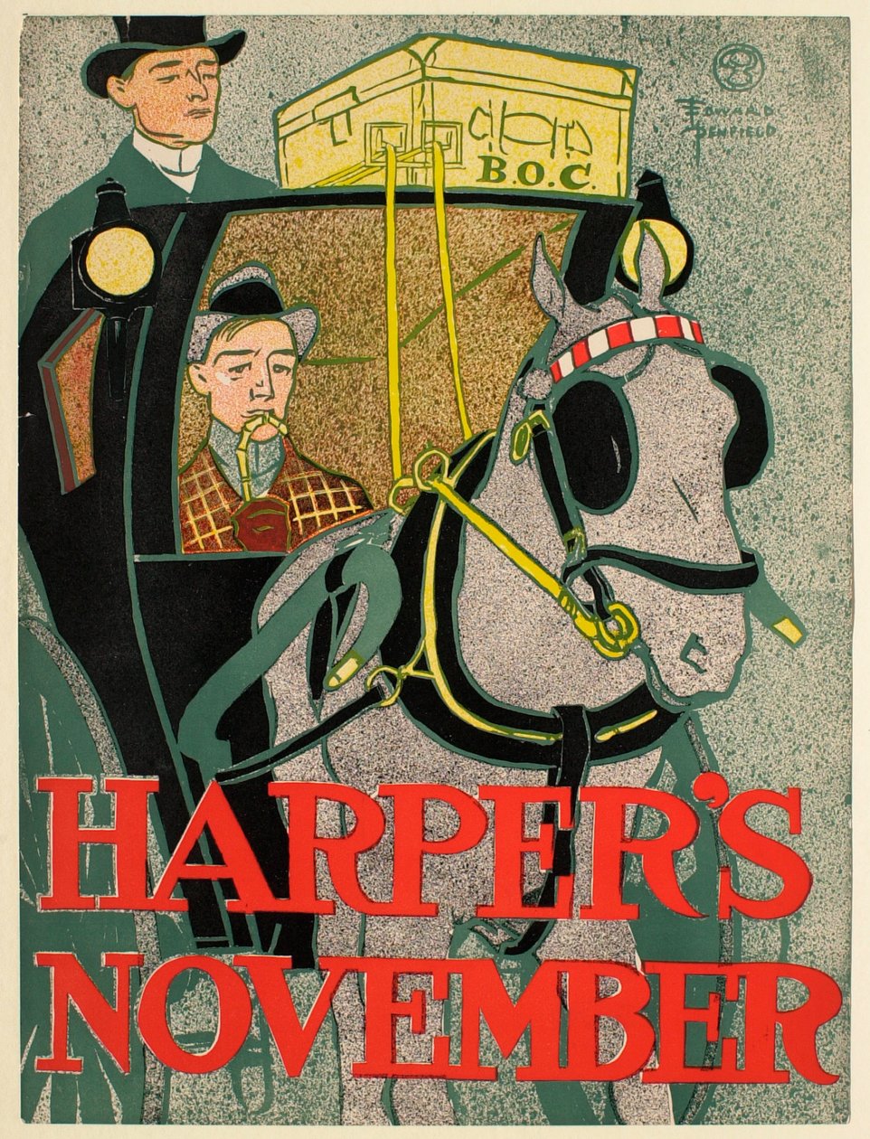 Homem numa carruagem hansom, novembro Harper