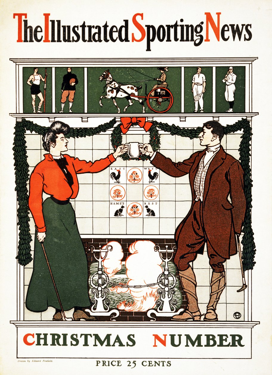 A notícia ilustrada de Sporting, número do Natal, 1900 (litografia de cor) de Edward Penfield