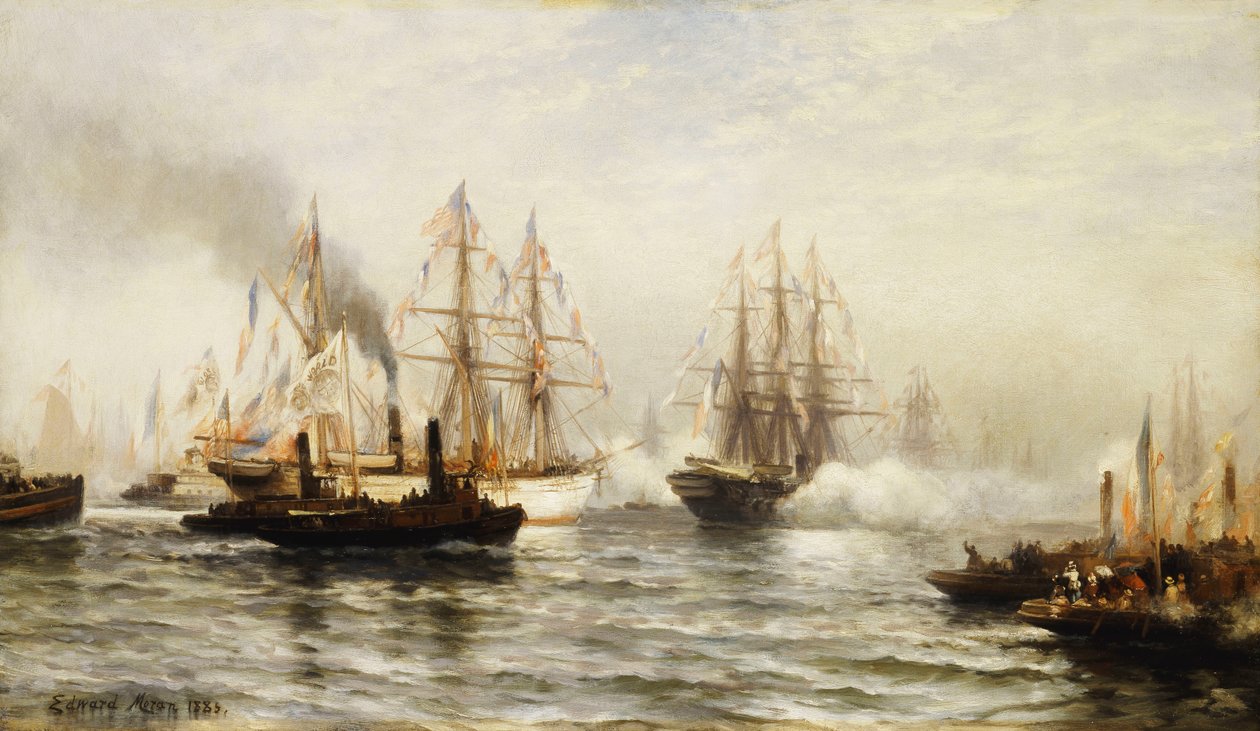 Recepção do Isere na Baía de Nova York, 20 de junho de 1885, 1885 de Edward Percy Moran