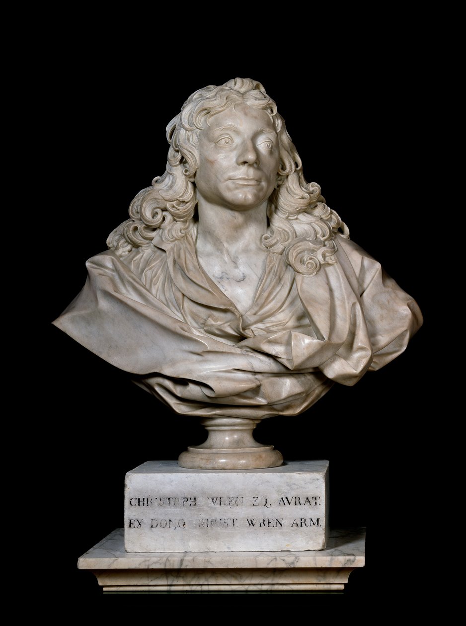 Busto de retrato de Sir Christopher Wren, século XVII (mármore) de Edward Pierce