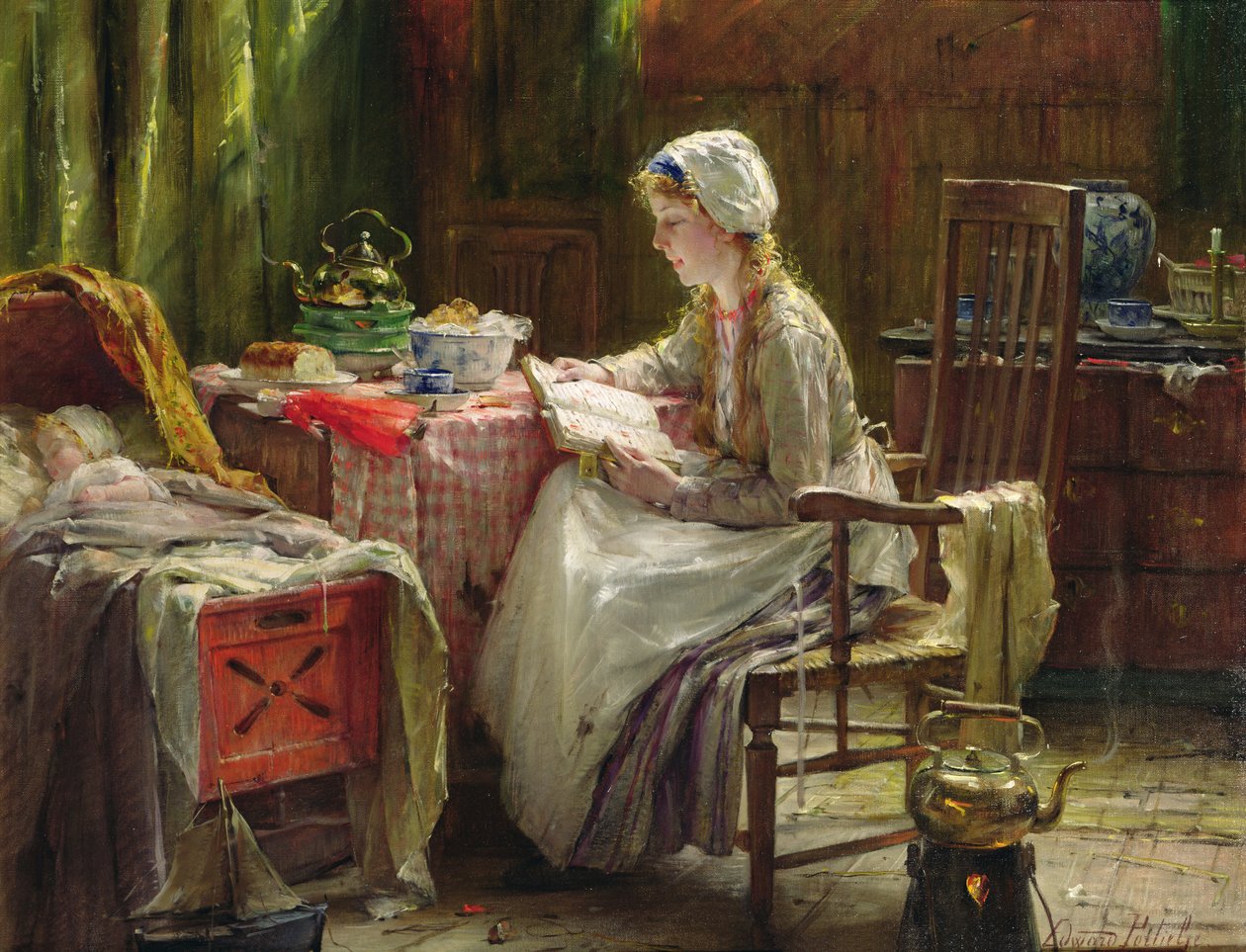 Maternidade (óleo sobre tela) de Edward Portielje