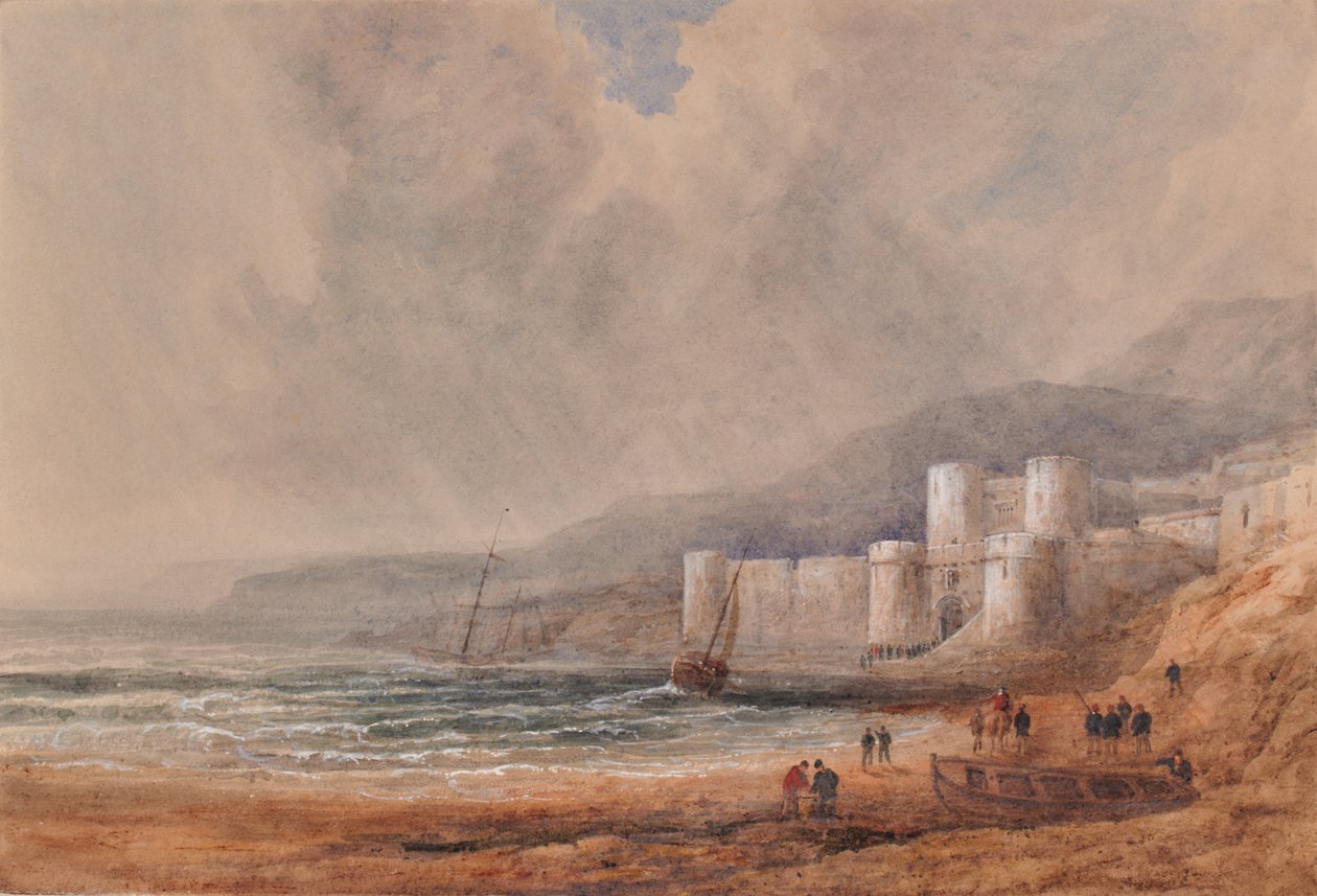 Seascape com forte ou castelo de Edward Pretty