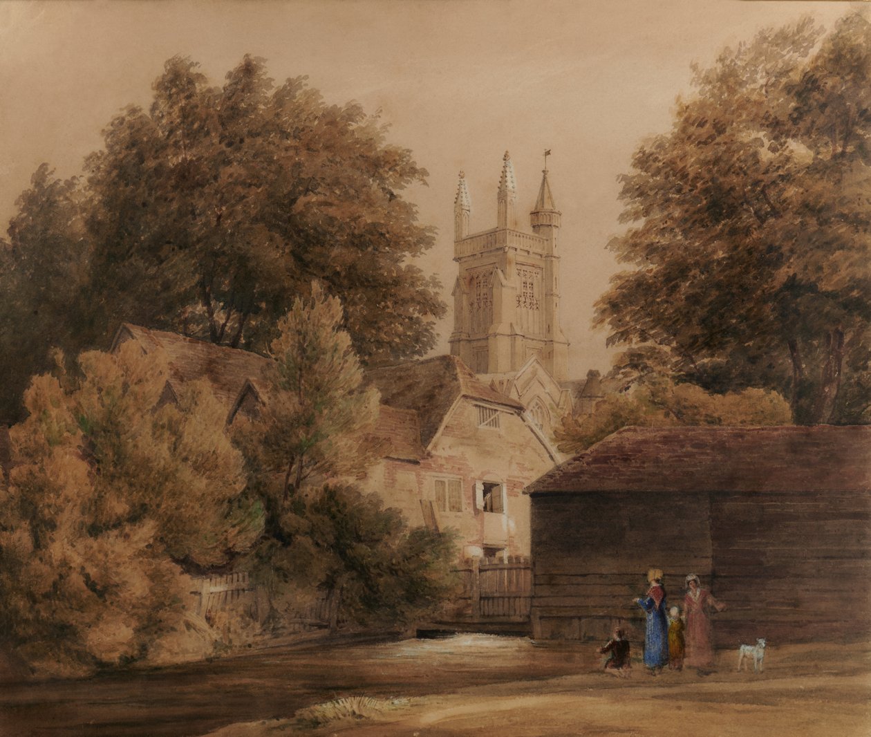 Vista perto de Winchester (Catedral ao fundo) de Edward Pretty