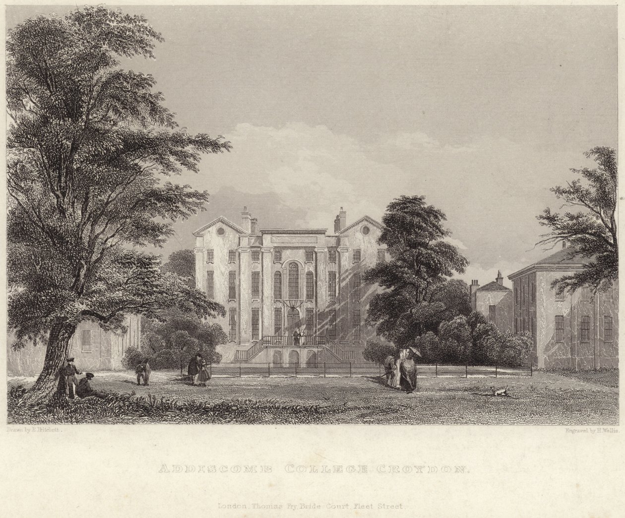 Addiscombe College em Croydon (gravura) de Edward Pritchett