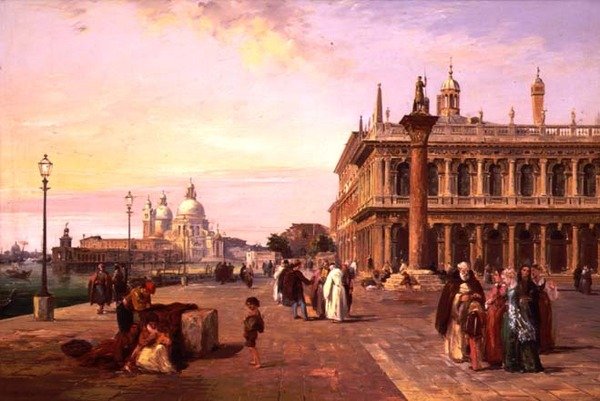 Figuras na Piazzetta, Veneza com, Saudação além de Edward Pritchett