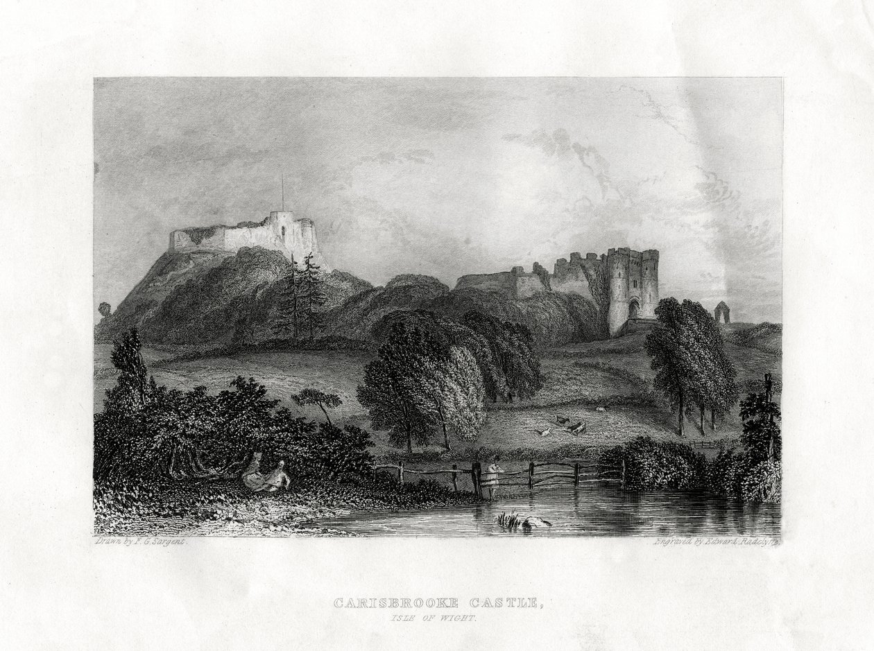 Castelo de Carisbrooke, Newport, Ilha de Wight, 1860 de Edward Radclyffe