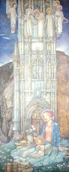 Torre Gótica (pastel sobre papel) de Edward Reginald Frampton