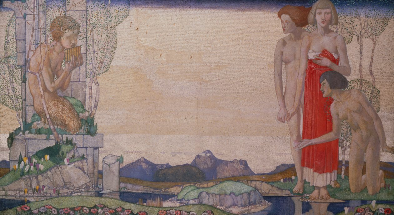 A Voz de Pã (óleo sobre tela) de Edward Reginald Frampton