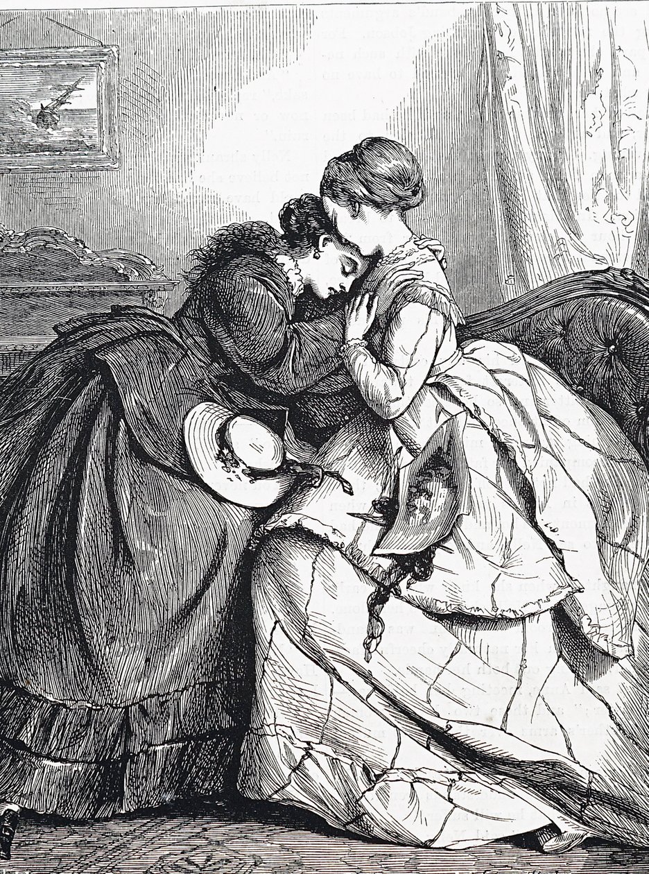 Uma irmã mais velha a confortar a sua jovem irmã. de Edward Robert Hughes
