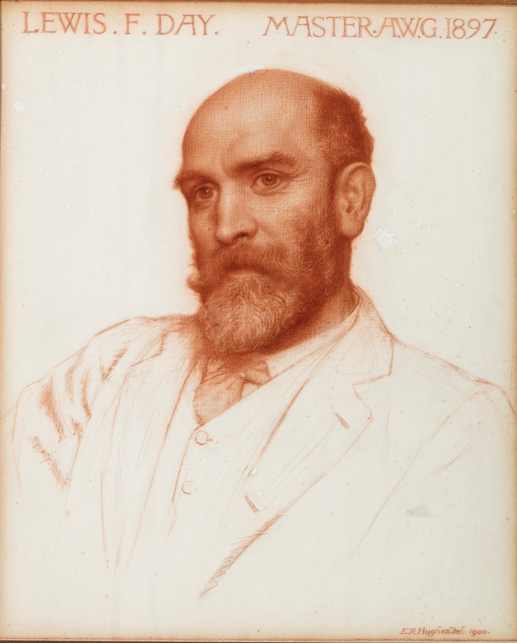 Designer de Lewis Foreman Day (1845-1910), Mestre da Associação dos Trabalhadores de Arte em 1897, 1900 (giz vermelho sobre papel) de Edward Robert Hughes