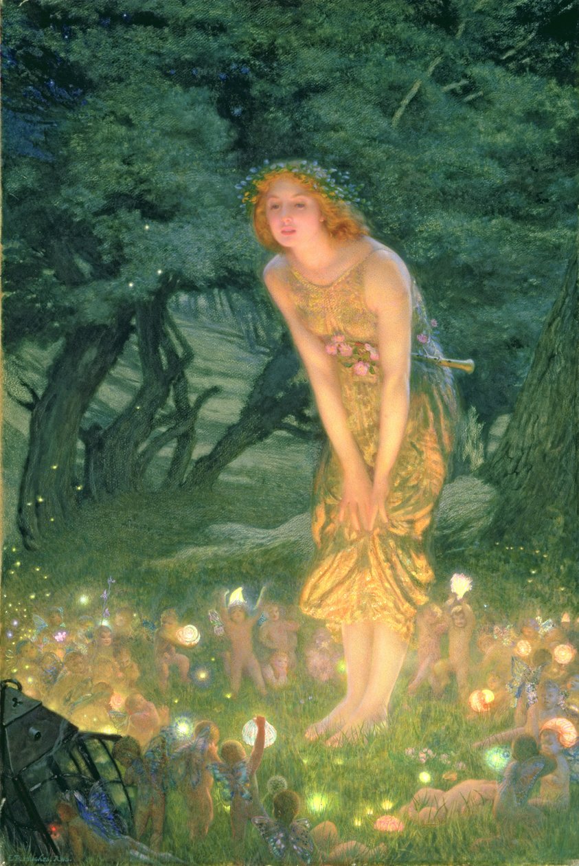 Véspera de solstício de verão (aquarela sobre papel) de Edward Robert Hughes