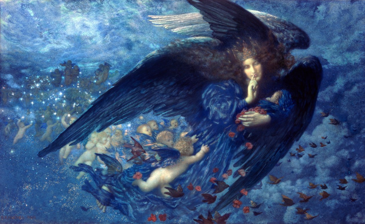 Noite com o seu Comboio de Estrelas de Edward Robert Hughes