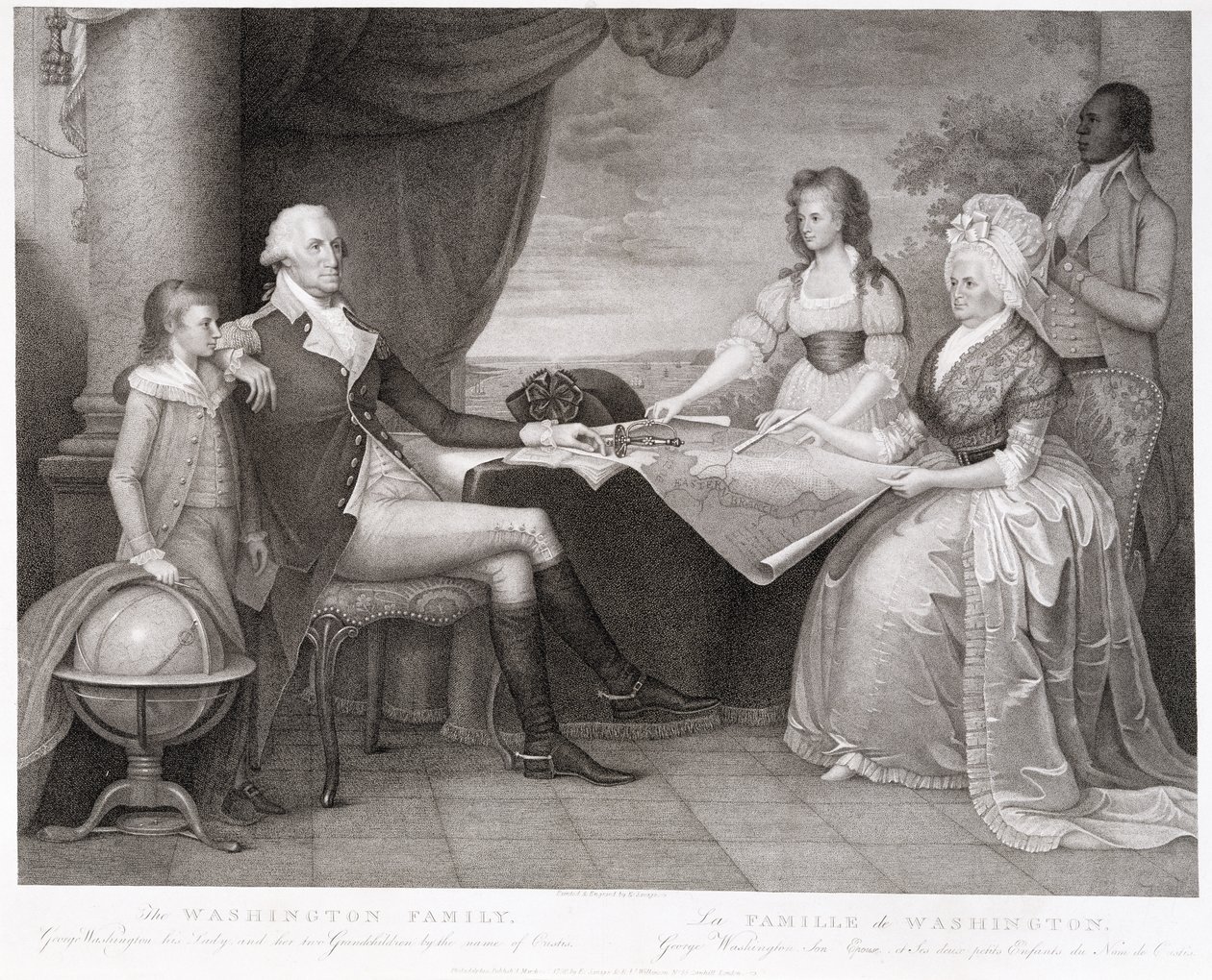 A família de Washington, 1798 (gravura e gravura de stipple) de Edward Savage