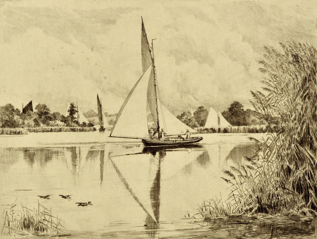 O Bure: Em Wroxham Road, c.1880 (gravura) de Edward Slocombe