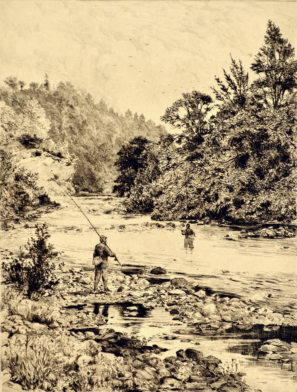 Os Tees: The Tees at Ovington, c.1880 (gravura) de Edward Slocombe