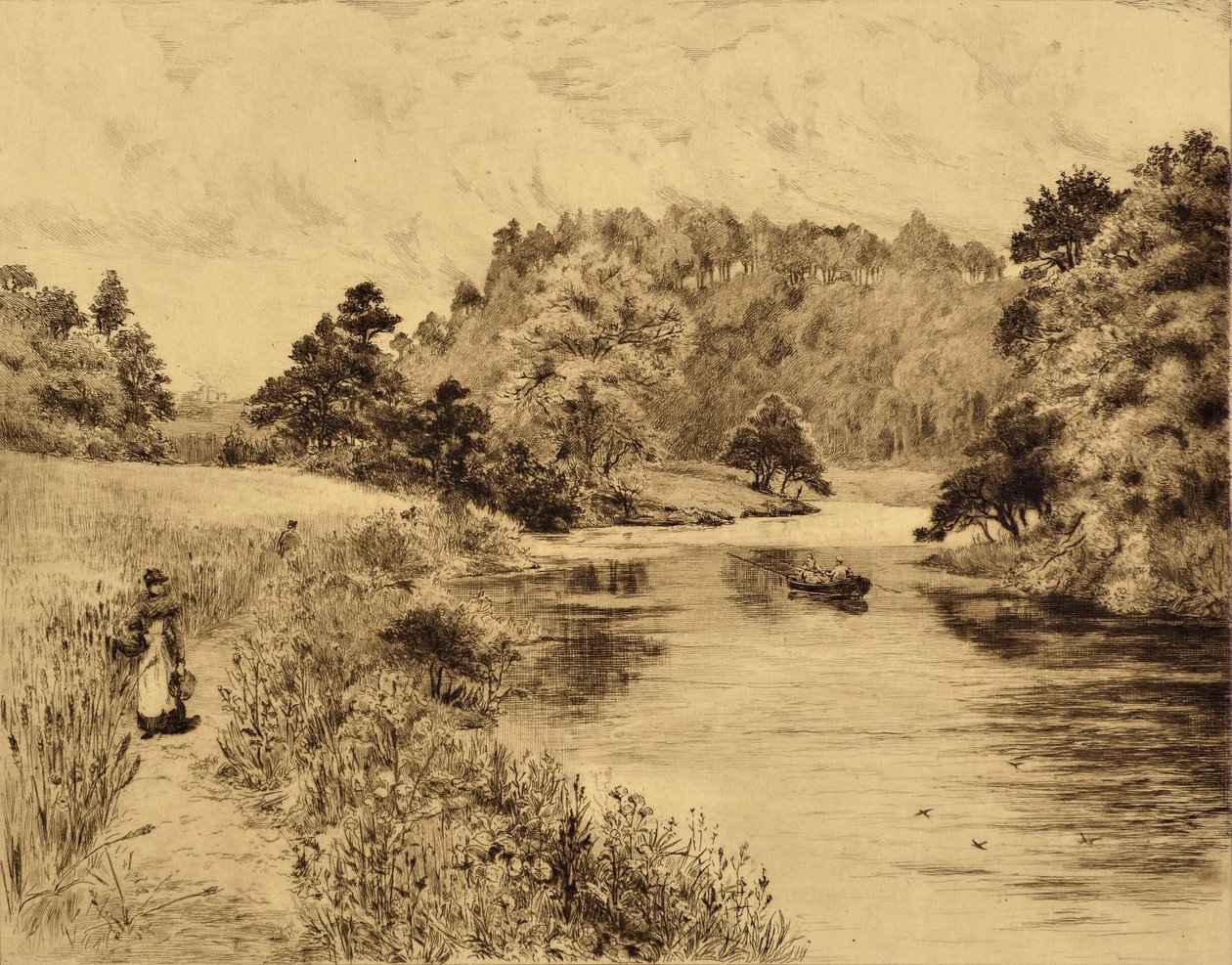 O Desgaste: The Wear Near Durham, c.1880 (gravura) de Edward Slocombe
