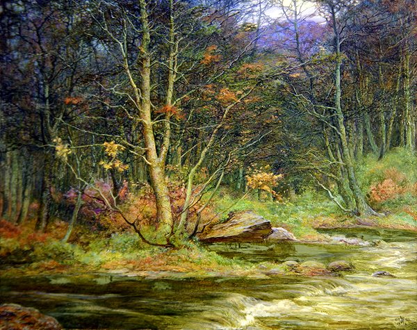Um Rivulet Woodland (óleo sobre tela) de Edward Steel Harper