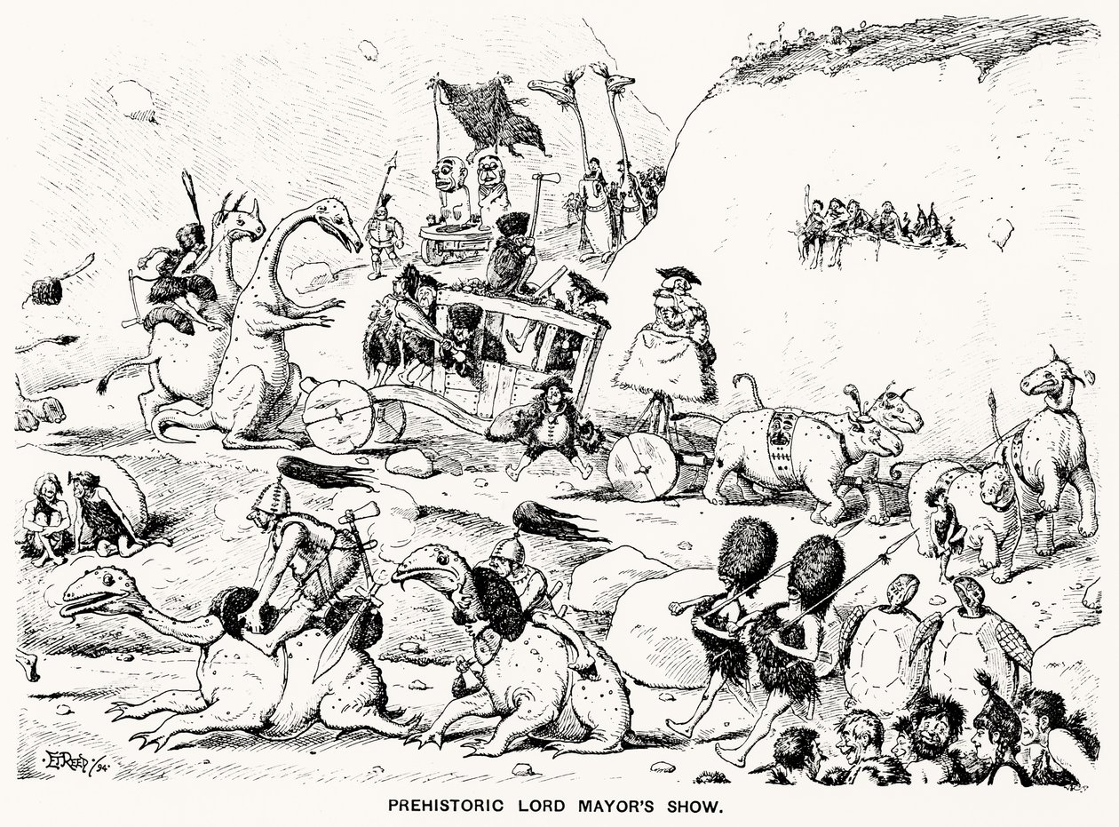 Prehistoric Lord Mayors Show, 1894 (caneta e tinta) de Edward Tennyson Reed