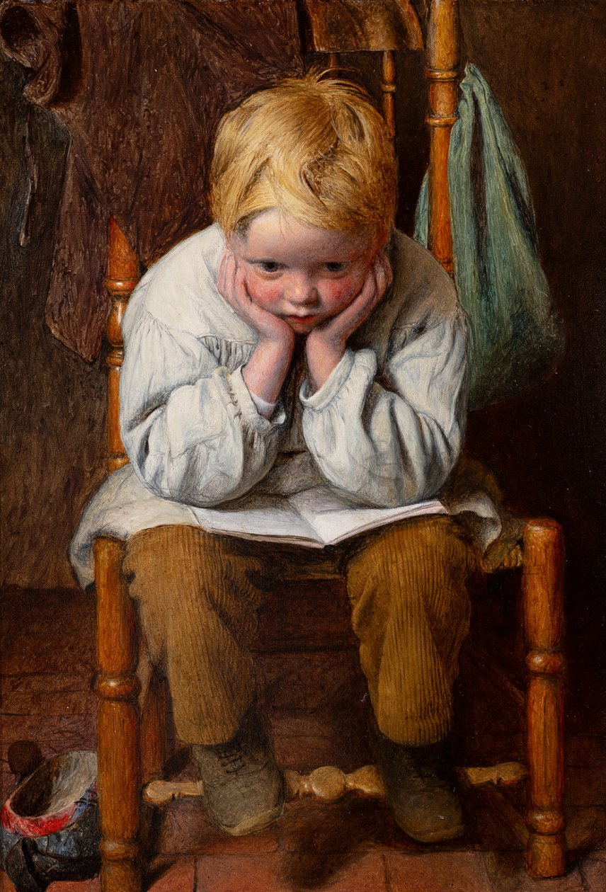 Aprender de cor (óleo sobre tábua) de Edward Thompson Davis