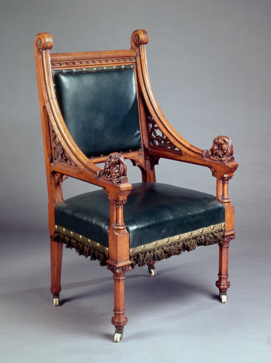 Cadeira, provavelmente feita por Crace (madeira de carvalho) de Edward Welby Pugin