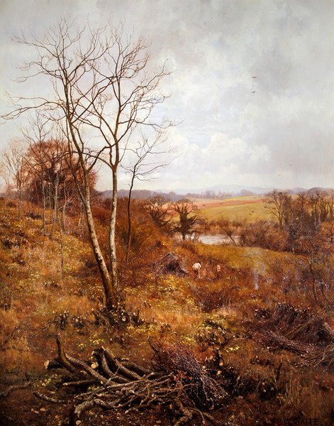 Um dia de Abril (óleo sobre painel) de Edward Wilkins Waite