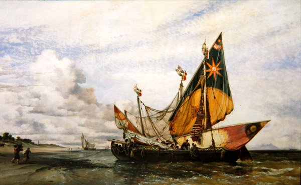 Cena da praia de Edward William Cooke