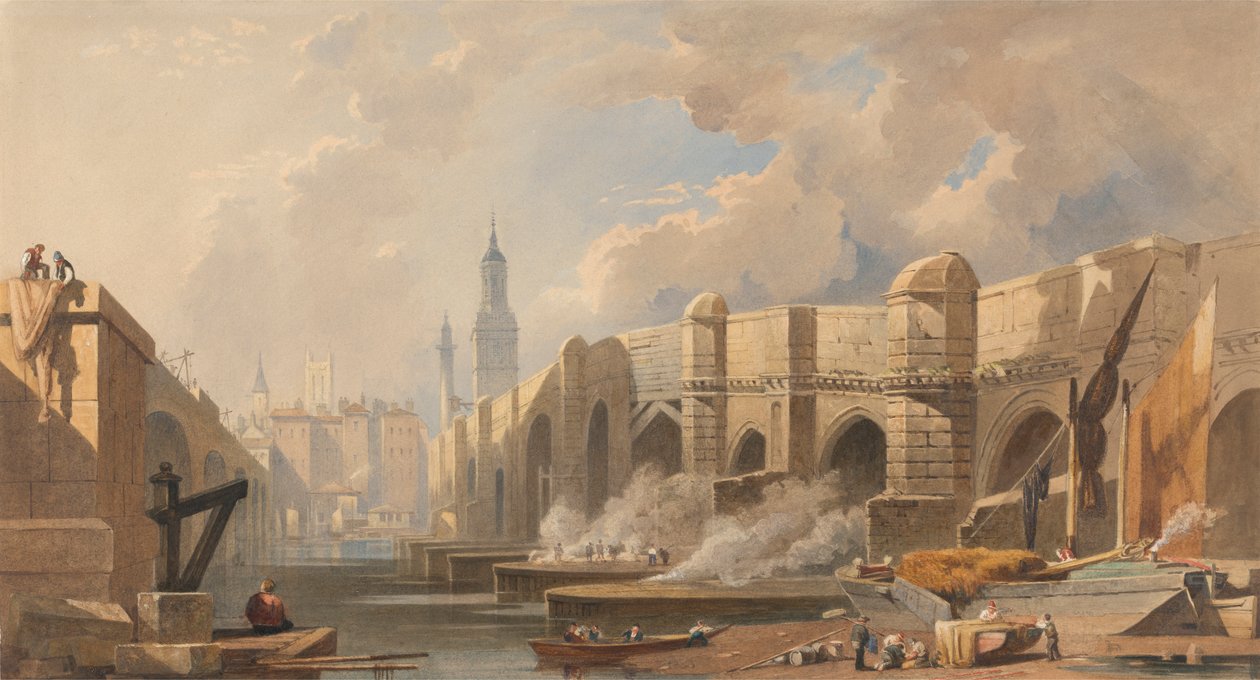 Velha e Nova Ponte de Londres de Edward William Cooke