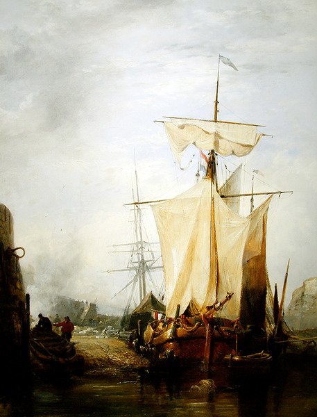 Porto de São Pedro, Guernsey (óleo sobre tela) de Edward William Cooke