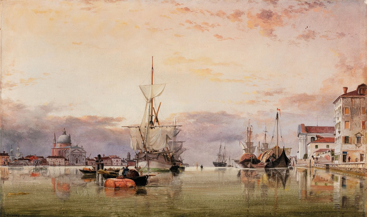 O Canale della Giudecca com o Redentore Beyond, 1863 de Edward William Cooke