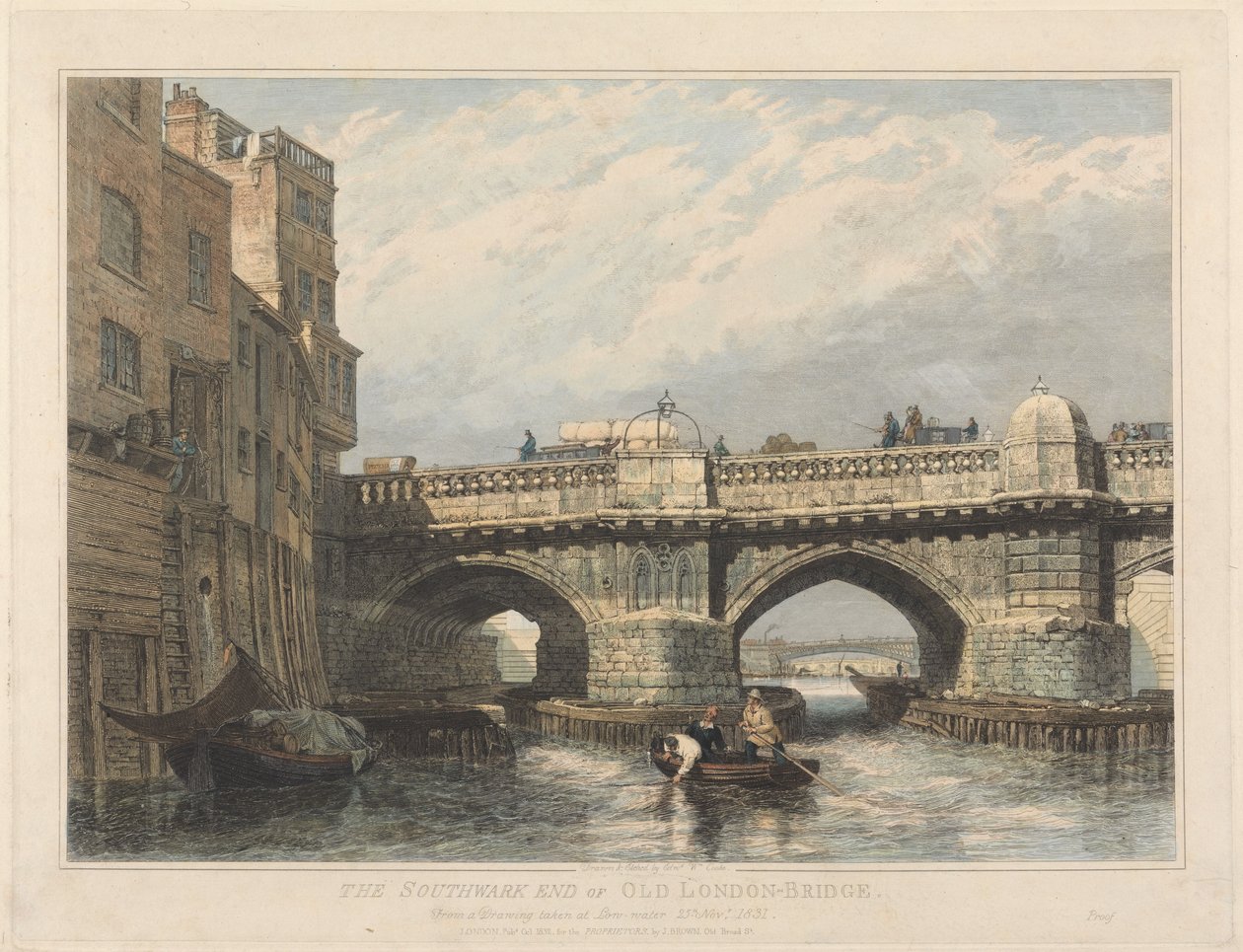 A extremidade de Southwark da antiga Ponte de Londres de Edward William Cooke