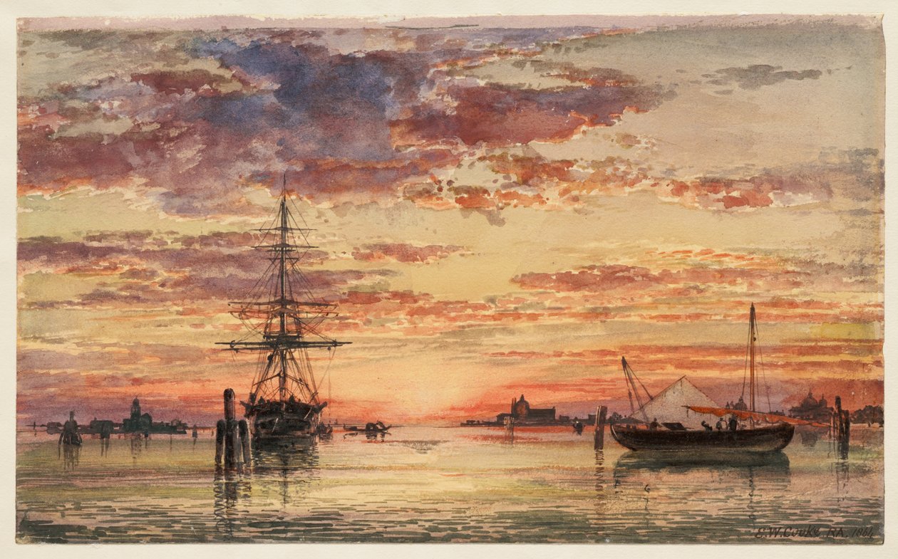 Veneza ao pôr do sol de Edward William Cooke